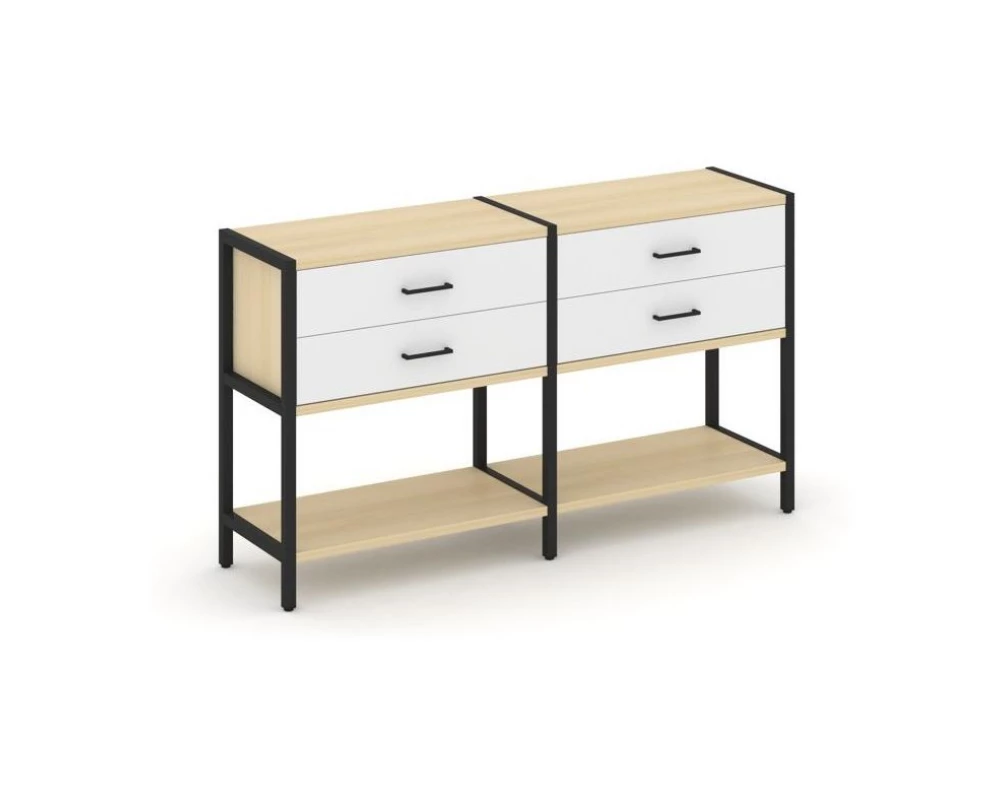 Двухсекционный стеллаж двухярусный с ящиками 1590х400х879 Шелф Систем / Shelf System