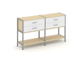 Двухсекционный стеллаж двухярусный с ящиками 1590х400х879 Шелф Систем / Shelf System images