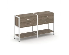 Двухсекционный стеллаж двухярусный с ящиками 1590х400х879 Шелф Систем / Shelf System images