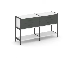 Двухсекционный стеллаж двухярусный с ящиками 1590х400х879 Шелф Систем / Shelf System images