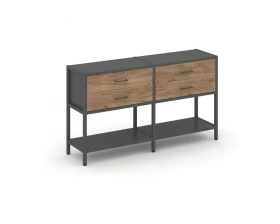 Двухсекционный стеллаж двухярусный с ящиками 1590х400х879 Шелф Систем / Shelf System images