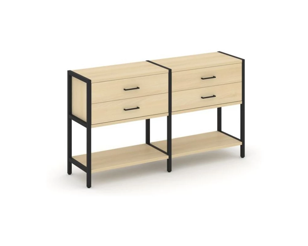 Двухсекционный стеллаж двухярусный с ящиками 1590х400х879 Шелф Систем / Shelf System