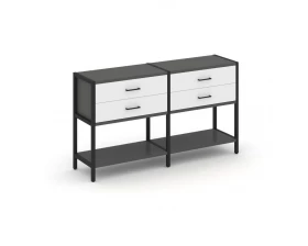 Двухсекционный стеллаж двухярусный с ящиками 1590х400х879 Шелф Систем / Shelf System images