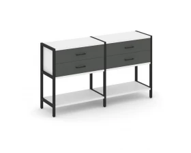 Двухсекционный стеллаж двухярусный с ящиками 1590х400х879 Шелф Систем / Shelf System images