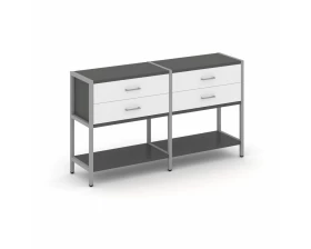 Двухсекционный стеллаж двухярусный с ящиками 1590х400х879 Шелф Систем / Shelf System images