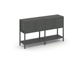 Двухсекционный стеллаж двухярусный с ящиками 1590х400х879 Шелф Систем / Shelf System images