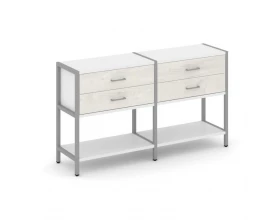 Двухсекционный стеллаж двухярусный с ящиками 1590х400х879 Шелф Систем / Shelf System images