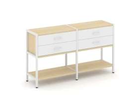 Двухсекционный стеллаж двухярусный с ящиками 1590х400х879 Шелф Систем / Shelf System images