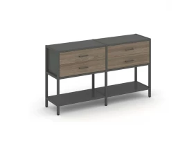 Двухсекционный стеллаж двухярусный с ящиками 1590х400х879 Шелф Систем / Shelf System images