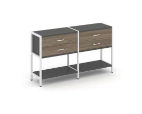 Двухсекционный стеллаж двухярусный с ящиками 1590х400х879 Шелф Систем / Shelf System images