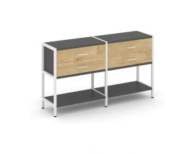 Двухсекционный стеллаж двухярусный с ящиками 1590х400х879 Шелф Систем / Shelf System images