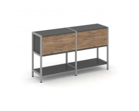 Двухсекционный стеллаж двухярусный с ящиками 1590х400х879 Шелф Систем / Shelf System images