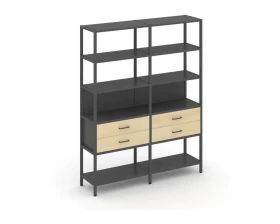 Двухсекционный стеллаж пятиярусный с ящиками 1590х400х1980 Шелф Систем / Shelf System images