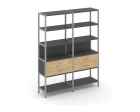 Двухсекционный стеллаж пятиярусный с ящиками 1590х400х1980 Шелф Систем / Shelf System images
