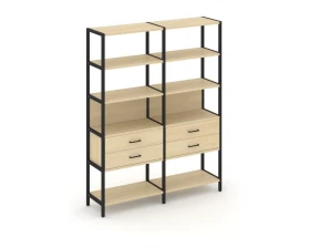 Двухсекционный стеллаж пятиярусный с ящиками 1590х400х1980 Шелф Систем / Shelf System images