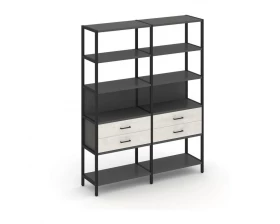 Двухсекционный стеллаж пятиярусный с ящиками 1590х400х1980 Шелф Систем / Shelf System images