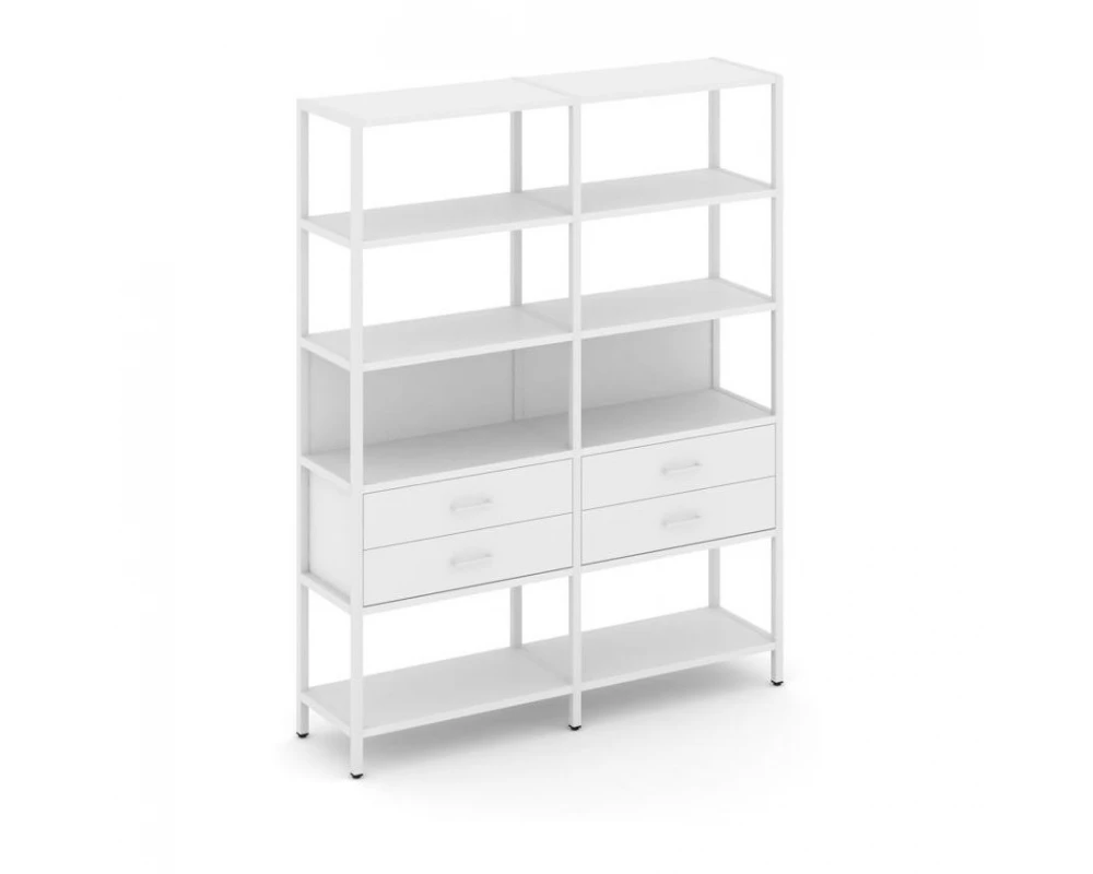 Двухсекционный стеллаж пятиярусный с ящиками 1590х400х1980 Шелф Систем / Shelf System