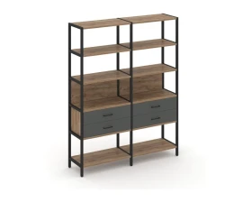 Двухсекционный стеллаж пятиярусный с ящиками 1590х400х1980 Шелф Систем / Shelf System images