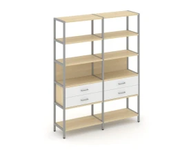 Двухсекционный стеллаж пятиярусный с ящиками 1590х400х1980 Шелф Систем / Shelf System images