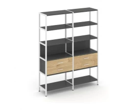 Двухсекционный стеллаж пятиярусный с ящиками 1590х400х1980 Шелф Систем / Shelf System images