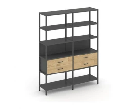 Двухсекционный стеллаж пятиярусный с ящиками 1590х400х1980 Шелф Систем / Shelf System images