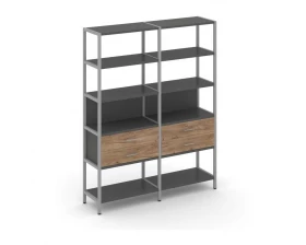 Двухсекционный стеллаж пятиярусный с ящиками 1590х400х1980 Шелф Систем / Shelf System images