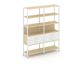 Двухсекционный стеллаж пятиярусный с ящиками 1590х400х1980 Шелф Систем / Shelf System images