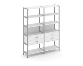 Двухсекционный стеллаж пятиярусный с ящиками 1590х400х1980 Шелф Систем / Shelf System images
