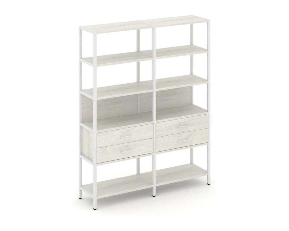 Двухсекционный стеллаж пятиярусный с ящиками 1590х400х1980 Шелф Систем / Shelf System
