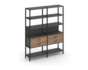 Двухсекционный стеллаж пятиярусный с ящиками 1590х400х1980 Шелф Систем / Shelf System images