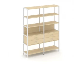 Двухсекционный стеллаж пятиярусный с ящиками 1590х400х1980 Шелф Систем / Shelf System images