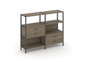 Двухсекционный стеллаж трехярусный с ящиками на двух ярусах 1590х400х1246 Шелф Систем / Shelf System images