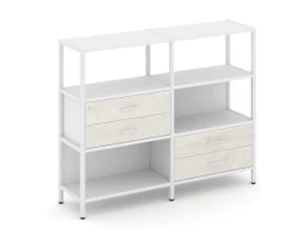 Двухсекционный стеллаж трехярусный с ящиками на двух ярусах 1590х400х1246 Шелф Систем / Shelf System images
