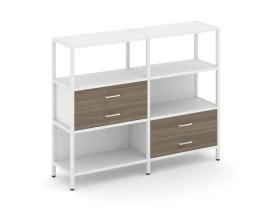 Двухсекционный стеллаж трехярусный с ящиками на двух ярусах 1590х400х1246 Шелф Систем / Shelf System images