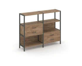 Двухсекционный стеллаж трехярусный с ящиками на двух ярусах 1590х400х1246 Шелф Систем / Shelf System images