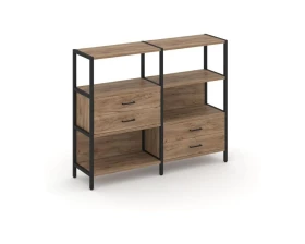 Двухсекционный стеллаж трехярусный с ящиками на двух ярусах 1590х400х1246 Шелф Систем / Shelf System images