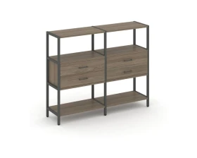 Двухсекционный стеллаж трехярусный с ящиками на одном ярусе 1590х400х1246 Шелф Систем / Shelf System images
