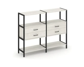 Двухсекционный стеллаж трехярусный с ящиками на одном ярусе 1590х400х1246 Шелф Систем / Shelf System images