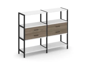 Двухсекционный стеллаж трехярусный с ящиками на одном ярусе 1590х400х1246 Шелф Систем / Shelf System images