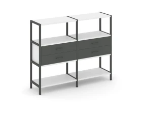 Двухсекционный стеллаж трехярусный с ящиками на одном ярусе 1590х400х1246 Шелф Систем / Shelf System images