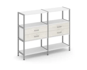 Двухсекционный стеллаж трехярусный с ящиками на одном ярусе 1590х400х1246 Шелф Систем / Shelf System images