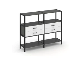 Двухсекционный стеллаж трехярусный с ящиками на одном ярусе 1590х400х1246 Шелф Систем / Shelf System images