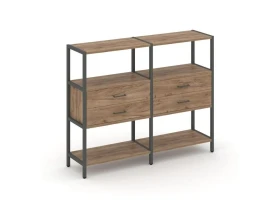 Двухсекционный стеллаж трехярусный с ящиками на одном ярусе 1590х400х1246 Шелф Систем / Shelf System images