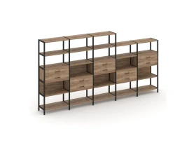 Пятисекционный стеллаж пятиярусный с ящиками 3930х400х1980 Шелф Систем / Shelf System images