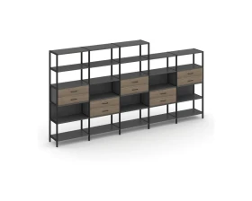 Пятисекционный стеллаж пятиярусный с ящиками 3930х400х1980 Шелф Систем / Shelf System images