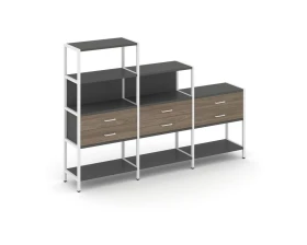 Трехсекционный стеллаж четырех/трех/двухярусный с ящиками 2730х400х1613 Шелф Систем / Shelf System images