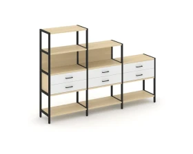 Трехсекционный стеллаж четырех/трех/двухярусный с ящиками 2730х400х1613 Шелф Систем / Shelf System images
