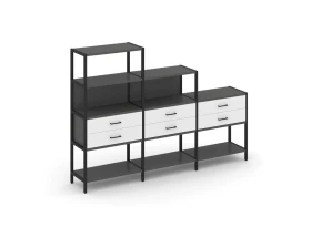 Трехсекционный стеллаж четырех/трех/двухярусный с ящиками 2730х400х1613 Шелф Систем / Shelf System images