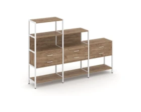 Трехсекционный стеллаж четырех/трех/двухярусный с ящиками 2730х400х1613 Шелф Систем / Shelf System images