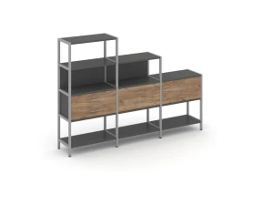 Трехсекционный стеллаж четырех/трех/двухярусный с ящиками 2730х400х1613 Шелф Систем / Shelf System images